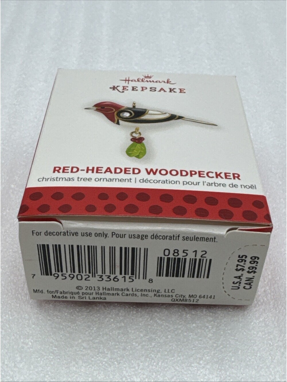 2013 Hallmark MINIATURE Red Headed Woodpecker Ornament 5th Beauty of Birds New - Picture 8 of 8